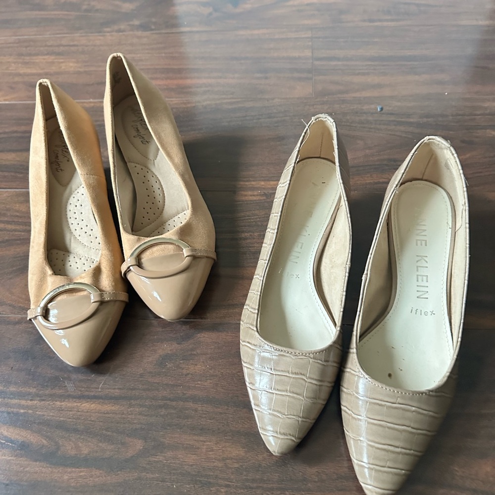 Anne Klein Croc-Embossed Heels in Tan